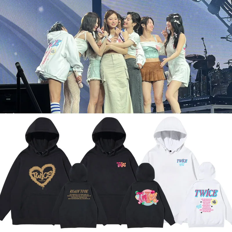 

Худи свободного кроя TWICE Concert ReadyToBe из чистого хлопка, повседневная толстовка для весны, осени и зимы, молодежная модная удобная хлопковая одежда