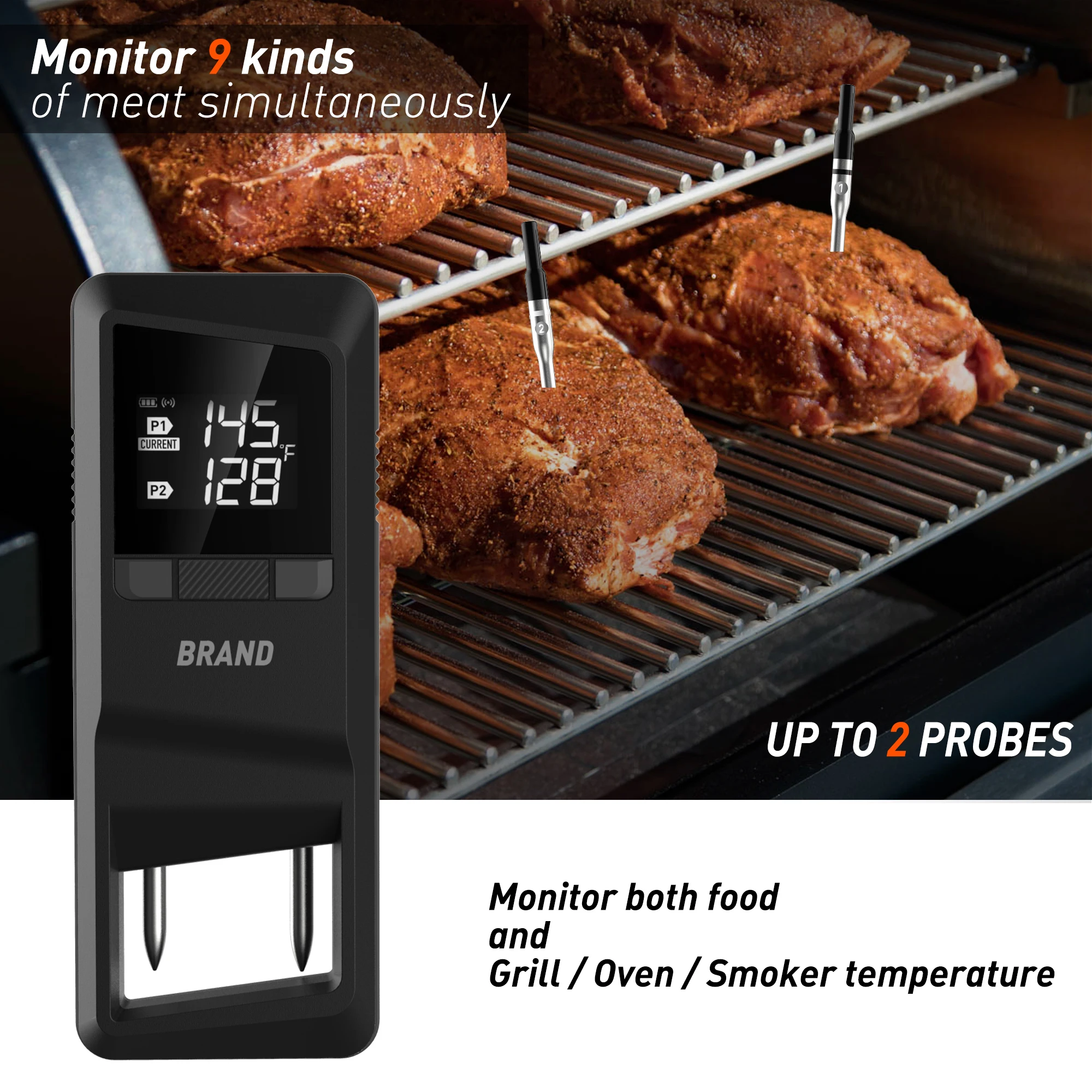 Tuya Digital Bluetooth Wireless Meat Thermometer 170M Range Stainless Steel Probe مع أداة تحكم عن بعد بإضاءة خلفية #5