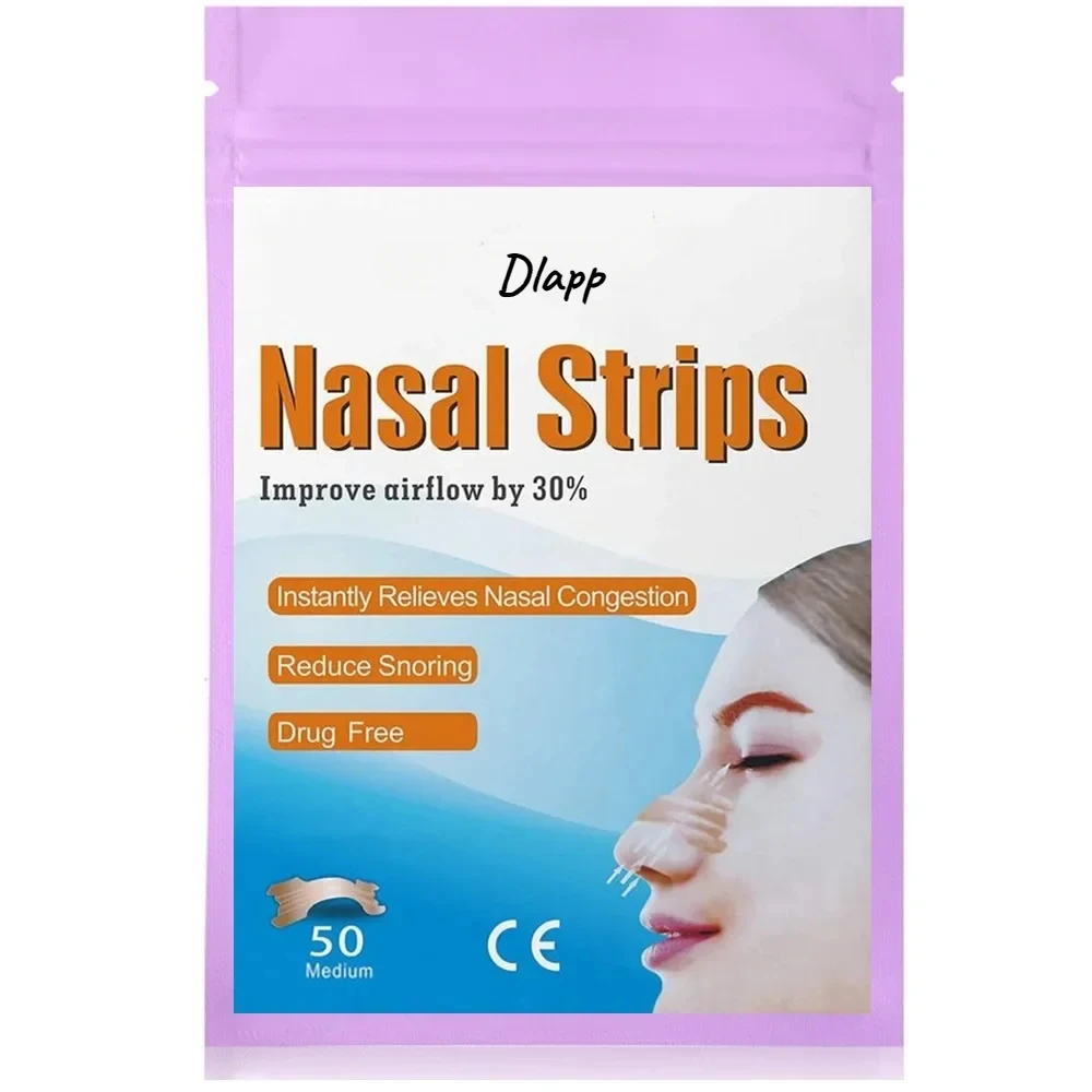 50 PCS Nasal Strips to Reduce Snoring, Drug-Free Anti-Snore Nose Strips, Works to Improve Sleep Medium(55mm*16mm)