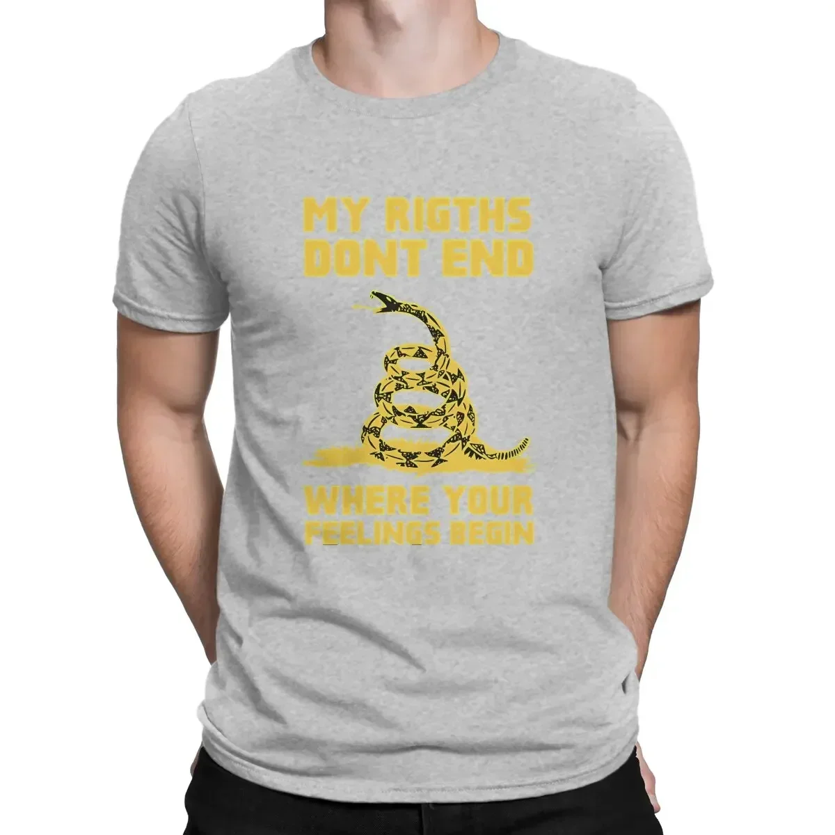 Pure Cotton Crazy T-Shirt Neck Javier Milei Tees Short My Rights Dont End Where Your Feeling Begin Gadsden Yellow T Shirts 2024