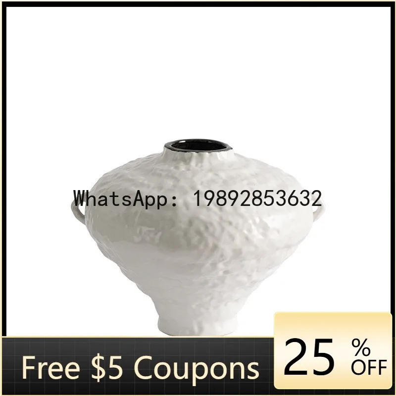 

Ceramic Vase White Coarse Earthenware Pot Flower Vase Retro Pot Handmade Ceramic Jar Flower Arrangement Accessories