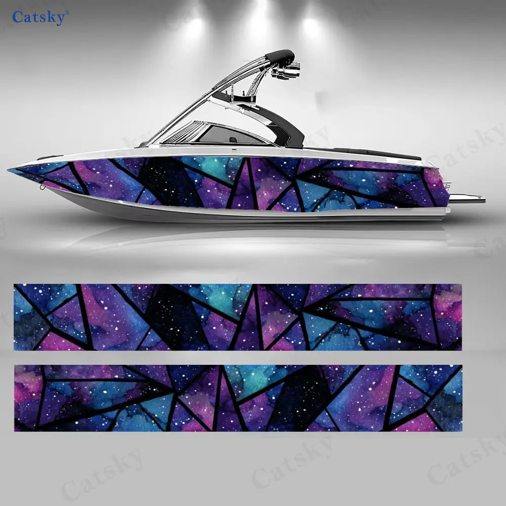 

2 шт. геометрических наклеек с изображением лодок Nebula, водонепроницаемые виниловые наклейки из ПВХ для рыболовных лодок, прочные и стильные.