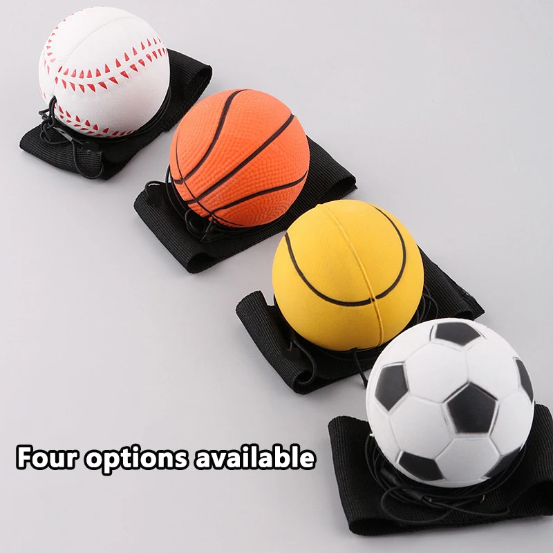 Wrist Return Ball Elasticity Rubber Ball For Wrist Exercise Hand Strengthening Outdoor Indoor Bouncy Ball Wristband Kids Toys