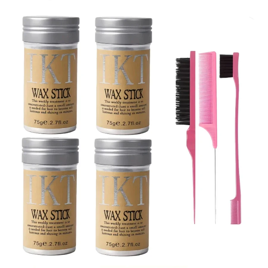 4Pcs Hair Wax Stick For Kids Women Slick Back Brushes Gel Pomade for Little Girls Toddler Flyaway Hair Wig Styling Accessories