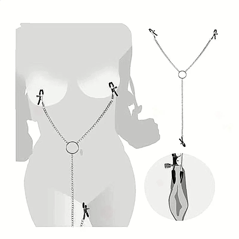 Novedad, fetiche de pezón de Metal ajustable, sujeción de labios y pecho, juegos para adultos, ataduras de estimulación, herramientas sexis para mujeres adultas Bdsm