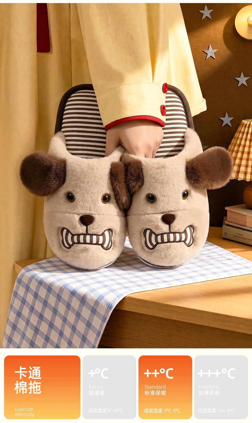 Baumwoll-Hausschuhe für Zuhause, Damen und Herren, Niedliche Welpen-Plüsch-Innenschuhe, Unisex 36-45, Cartoon-Tier-Hundepelz-Hausschuhe – Detail 3