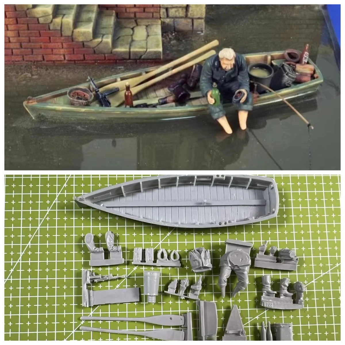 

Precise1:35 Resin Model GK Soldier Fishing on Kayak, Model Unpainted