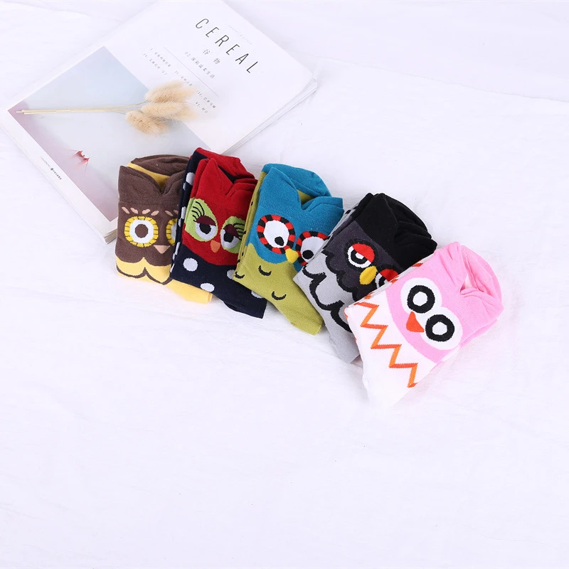 Kawaii Women Funny Crew Socks Spring Autumn Harajuku Streetwear Cartoon Animal Owl Cute Comfortable Casual Female Happy Socks