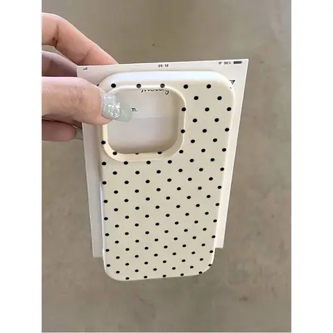 1pc White Polka Dot Pattern Full Coverage TPU Shockproof Phone Case Compatible With Apple 16, 15, 14, 13, 12, 11 Pro Max