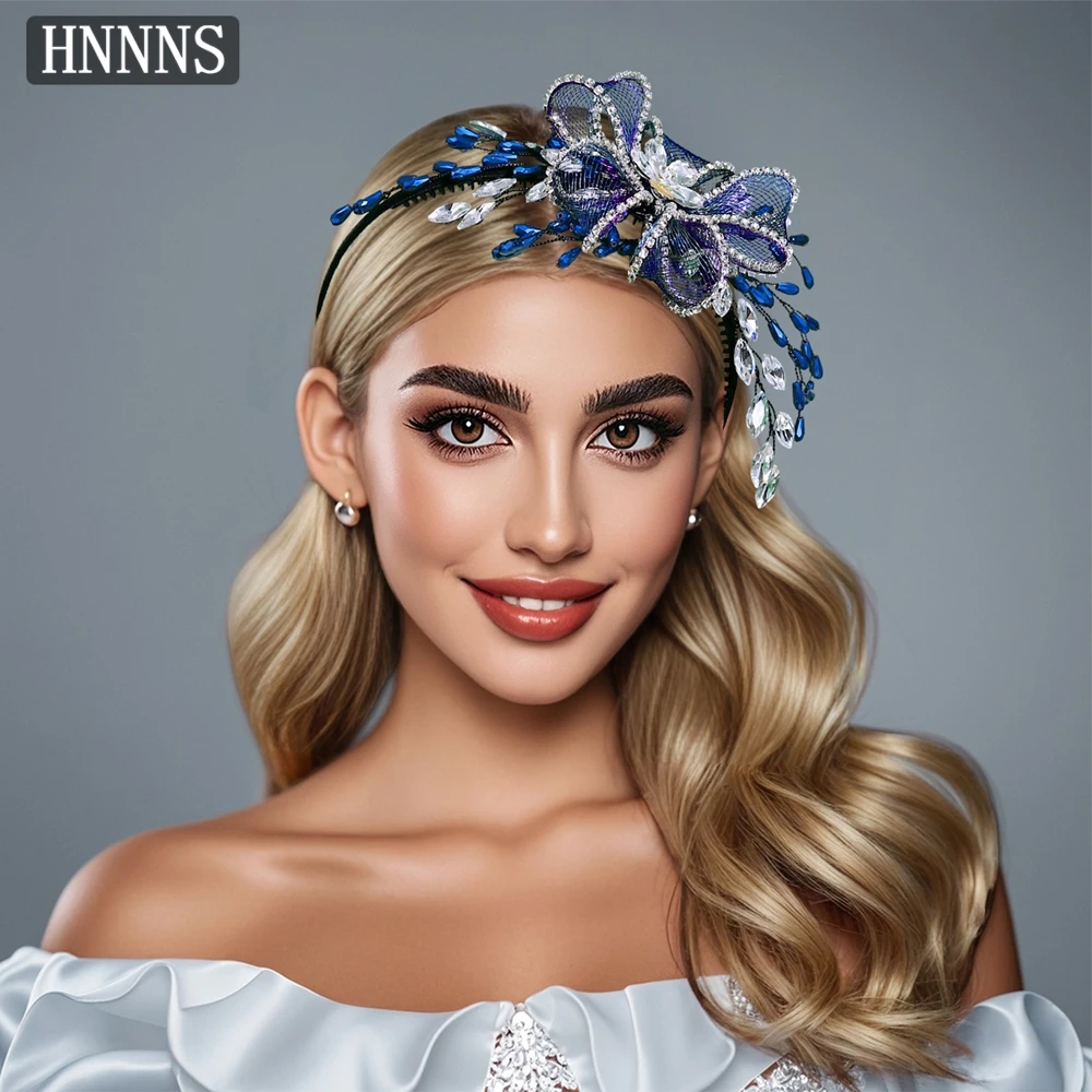 

TOPQUEEN Bridal Wedding Flower Headband Handmade Rhinestone Organza Exquisite Women's Banquet Dance Party Hair Accessory YXA220