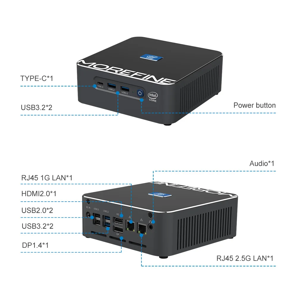 ขายร้อนราคาถูก Intel Core i9-13900H i9 12900HK มินิคอมพิวเตอร์ 1 * HDMI 1 * DisplayPort 1 * USB-C Triple จอแสดงผล 8K VESA Windows 11 Pro