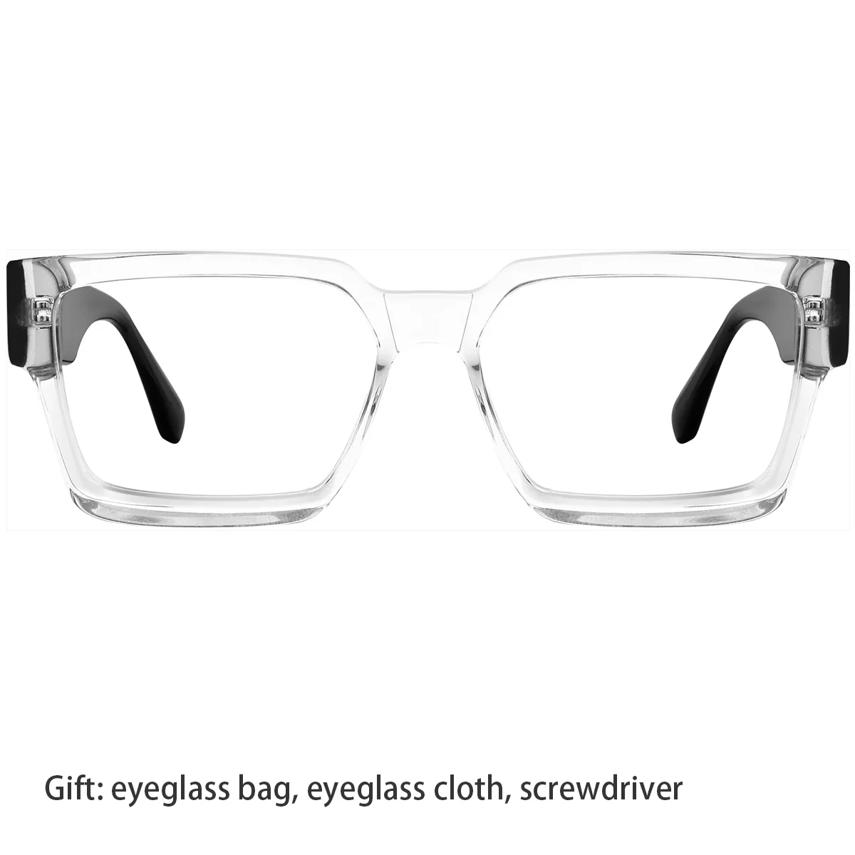 

Модные квадратные очки в прозрачной черной ацетатной оправе для мужчин/женщин. Универсальный для повседневного/понижающего стиля + бесплатная сумка/ткань/отвертка2621