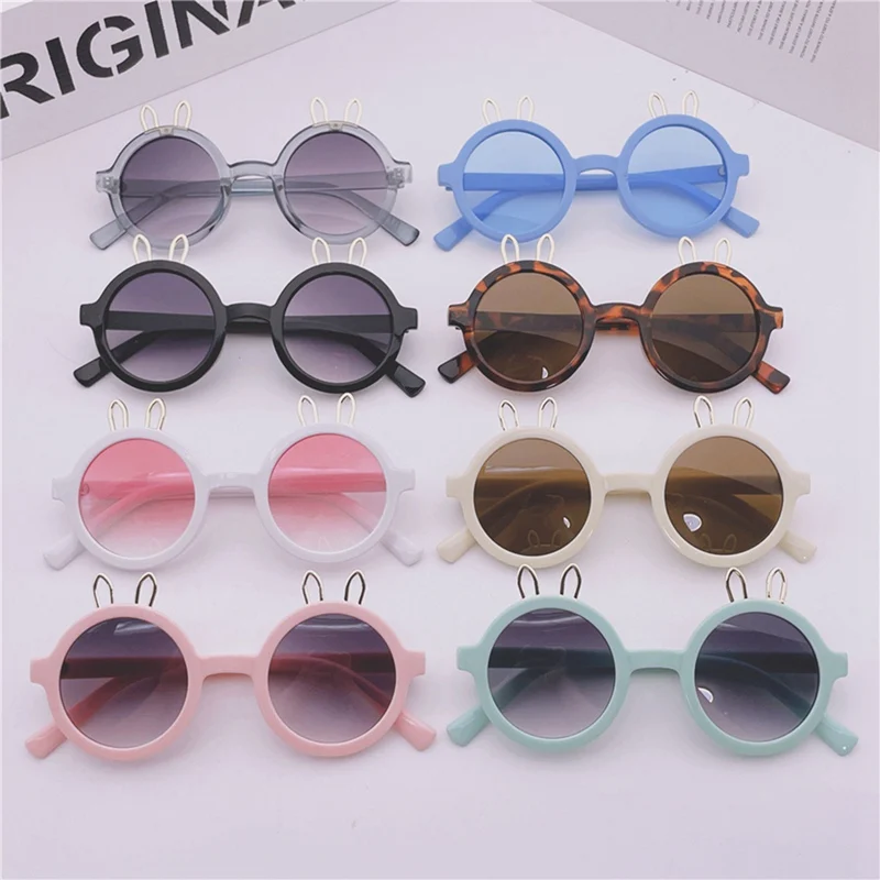 Children Boy Girl Cute Cartoon Bunny Shape Round Sunglasses Kids Vintage Sunglasses UV400 Sun Protection Glasses