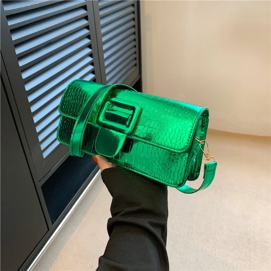 Bright Green Woman Handbag 2023  Luxury Trend Women Girl Shoulder bag Bright PVC  Crossbody PU Purses Women's Leather Tote bag