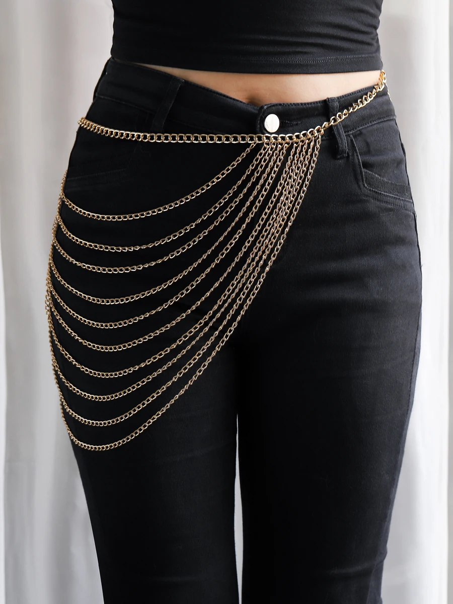 Layered Waist Chain Body Jewelry For Women Metal Body Chain Party Music Festival Summer Accessories