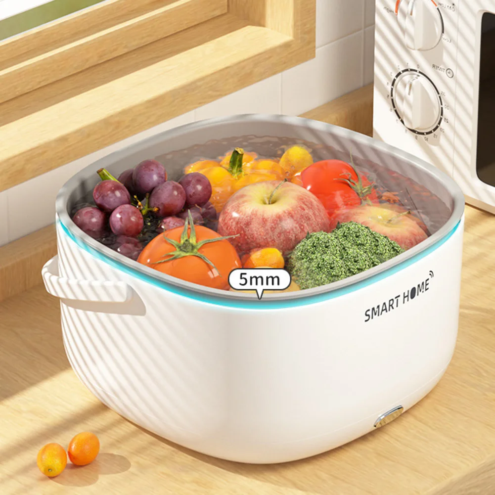 Ultrasound Fruits Cleaning Machine with Handle Food Grains Purifie Basket Wireless Kitchen Gadgets for Tableware Bottles