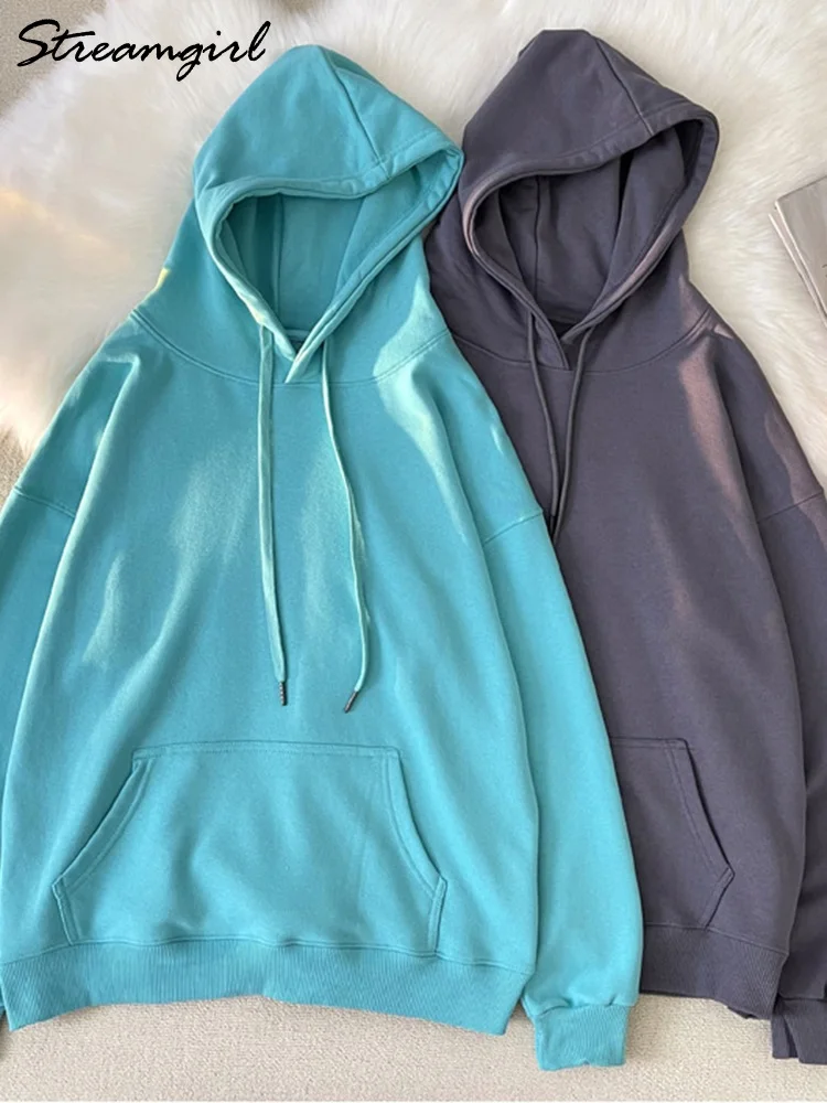 Streamgirl Pink Oversized Hoodies For Women Green 2023 Autumn Loose Hooded Sweatshirts Women Hoodies Oversize Cotton Pullovers