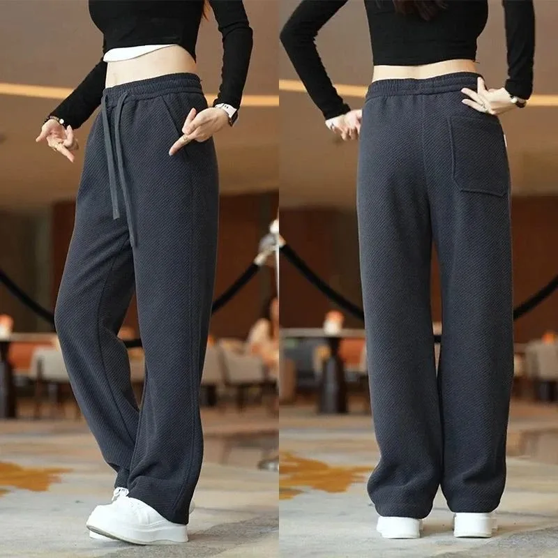 

Men's Casual Knitted Loose Sports Pants Autumn Spring Wide Leg Drapey M Sle Long Trousers Busin Gentleman Sle Polye...