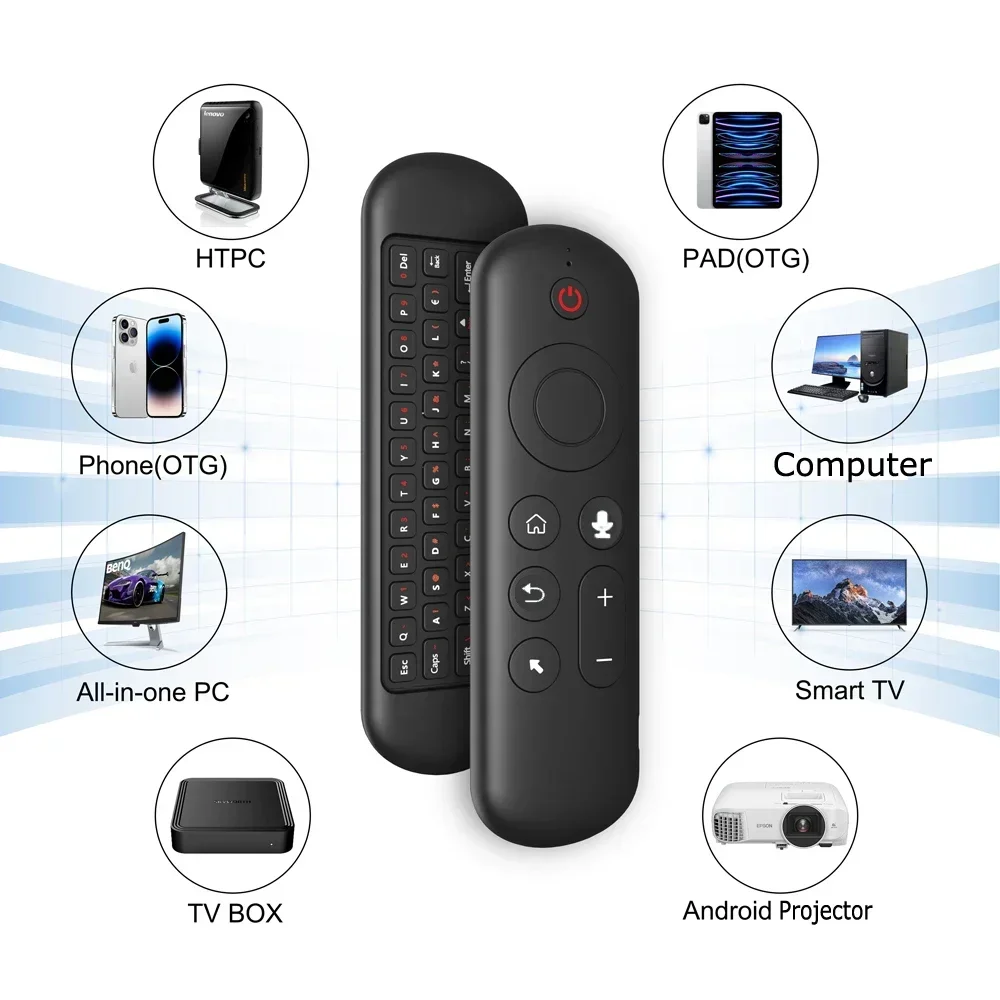 

Mini Keyboard Dual Mode 2.4G BT5.2 For Android Smart TV Box PC Remote Control Air Mouse Voice Gyroscope 7 Color Backlit