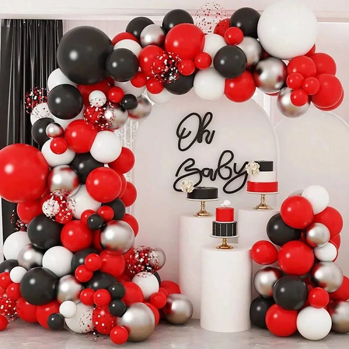 100Pcs Red Black gold Gold White Latex Balloon Garland Arch Kit Birthday Anniversary Wedding Party Background Home Decoration