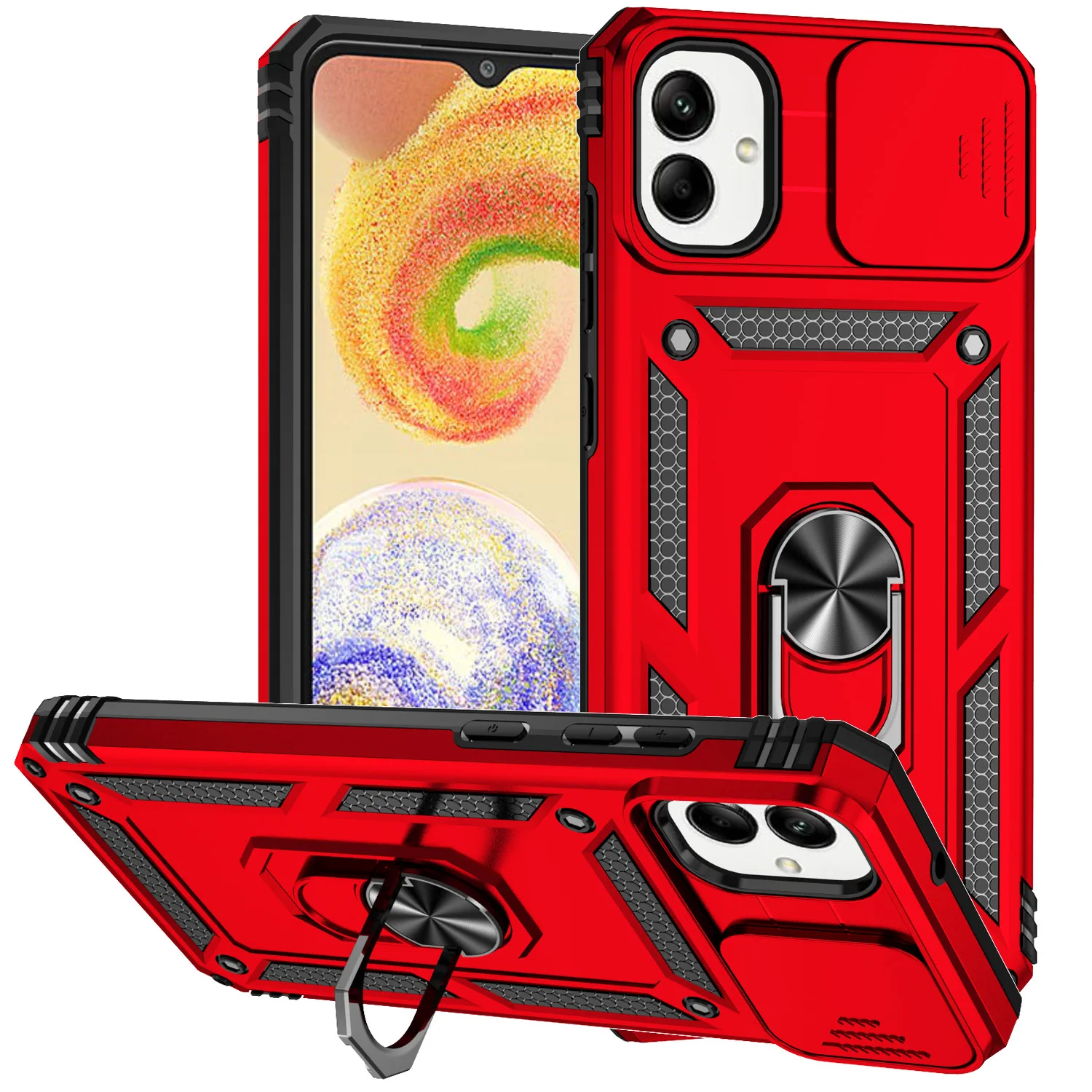 

For Samsung A05 Mobile Phone Accessories Back Cover with Camera Ring Holder Shockproof Armor Phone Case for galaxy A05