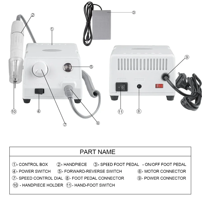 STRONG M4 Polisher Micro Motor Machine &SDE-SH20N 30000 RPM Handpiece Electric Nail File Manicure Pedicure Tools