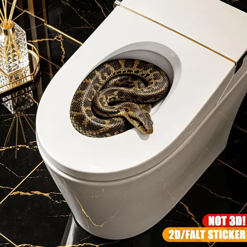 Fun Snake In Hole Prank Sticker Realistic Spooky Waterproof Toilet Decal for Bathroom Halloween Party