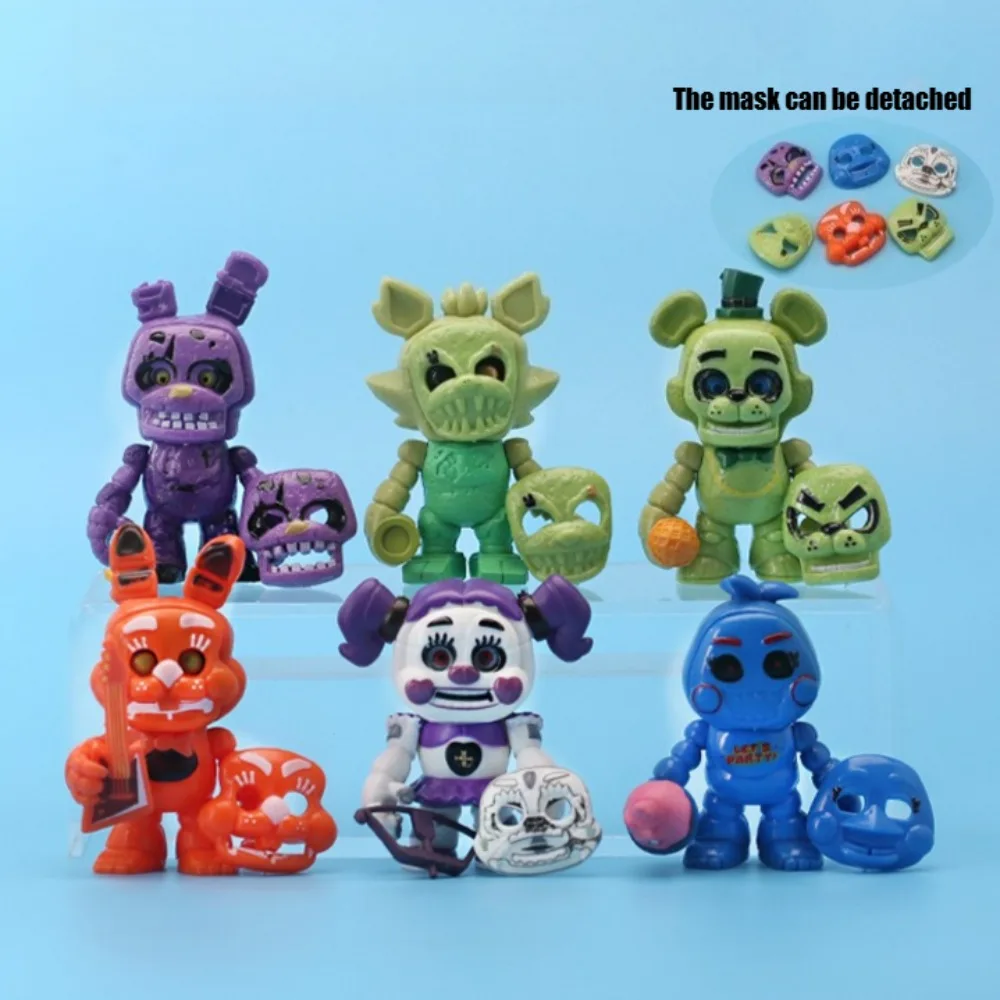 

6pcs FNAF Five Nights At Freddy's Action Figures with Detachable Mask Collection Toys Birthday Gift