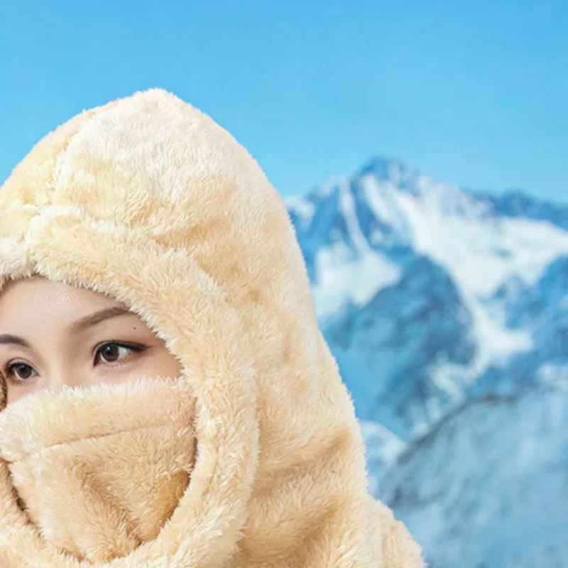 Gorro suave de Color sólido para ciclismo a prueba de viento, capucha térmica para invierno, pasamontañas con cordón para mantener el calor, máscara de esquí, sombrero para mujer