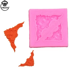 Stampi in Silicone con bordo torta in rilievo a scorrimento barocco, arricciature Scroll Lace cornice europea strumenti per decorare torte stampo in pizzo fiore