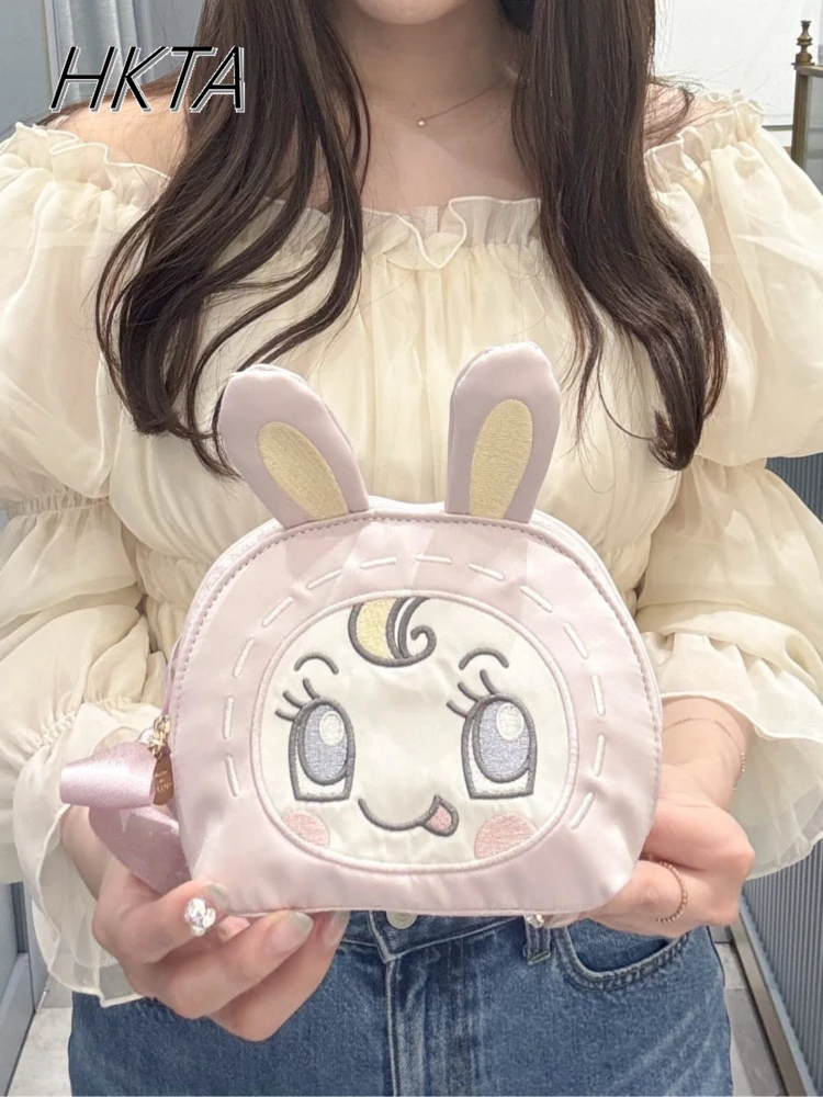 Japanese Style Sweet and Cute Cartoon Lolita Makeup Bags 2025 Summer Women Mine Kawaii Cartoon Embroidery Cosmetic Bag Female