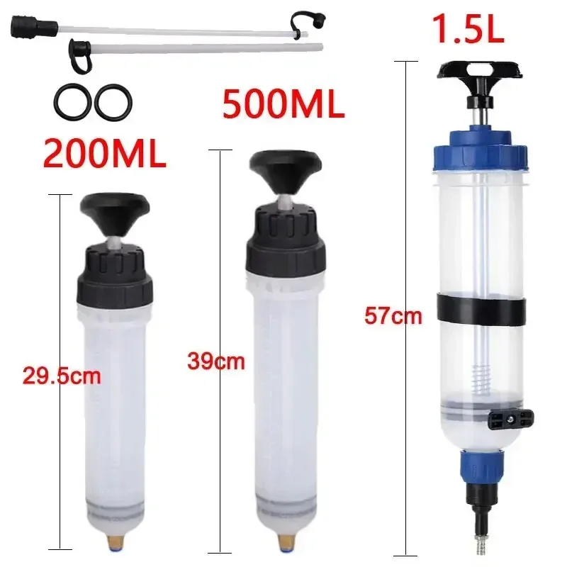Bomba de fluido de aceite de motor de coche, jeringa de inhalación Manual de vacío eficiente, transferencia de cooolante de motor translúcido de 500cc/1500cc