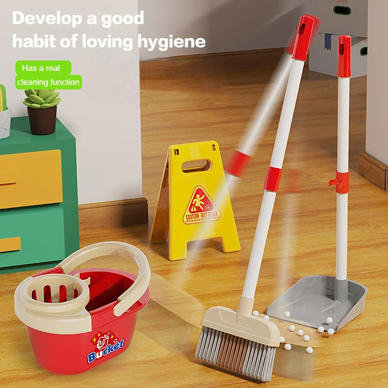 Reinigingsgereedschap voor kinderen speelhuiscombinatie simulatie elektrische stofzuiger reinigingswagen babyspeelgoed