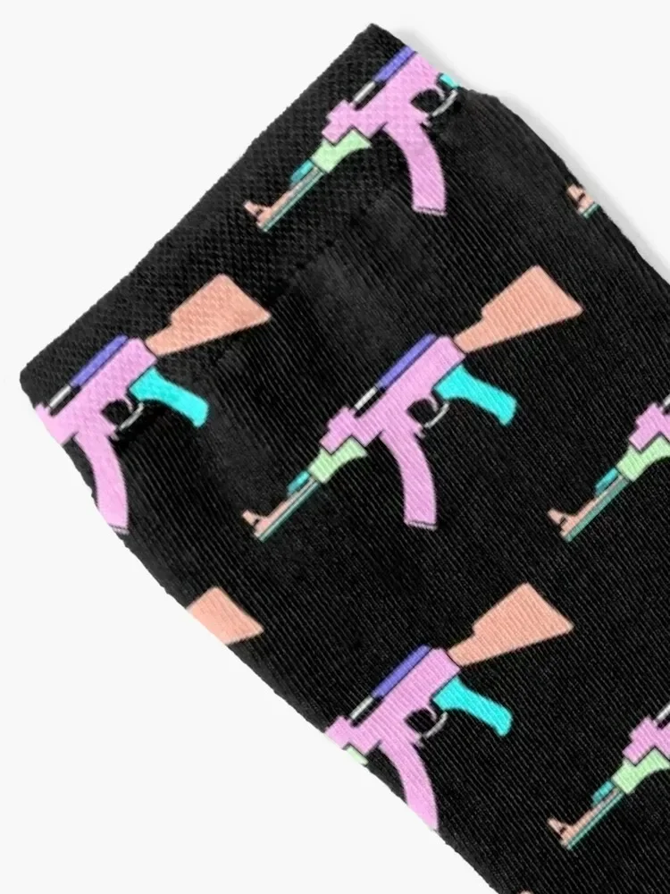 AK-47 (Pattern Art - Preto) Meias tênis de ciclismo Meias Mulheres Homens