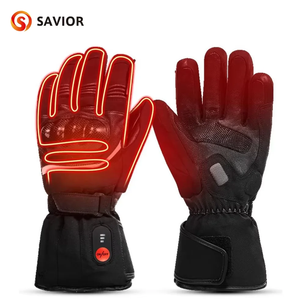 

Savior Heat Winter Motorcycle Heated Gloves 7.4V Safe Outdoors Sports Electric Heating Waterproof Windproof KNUCKLE EN13594