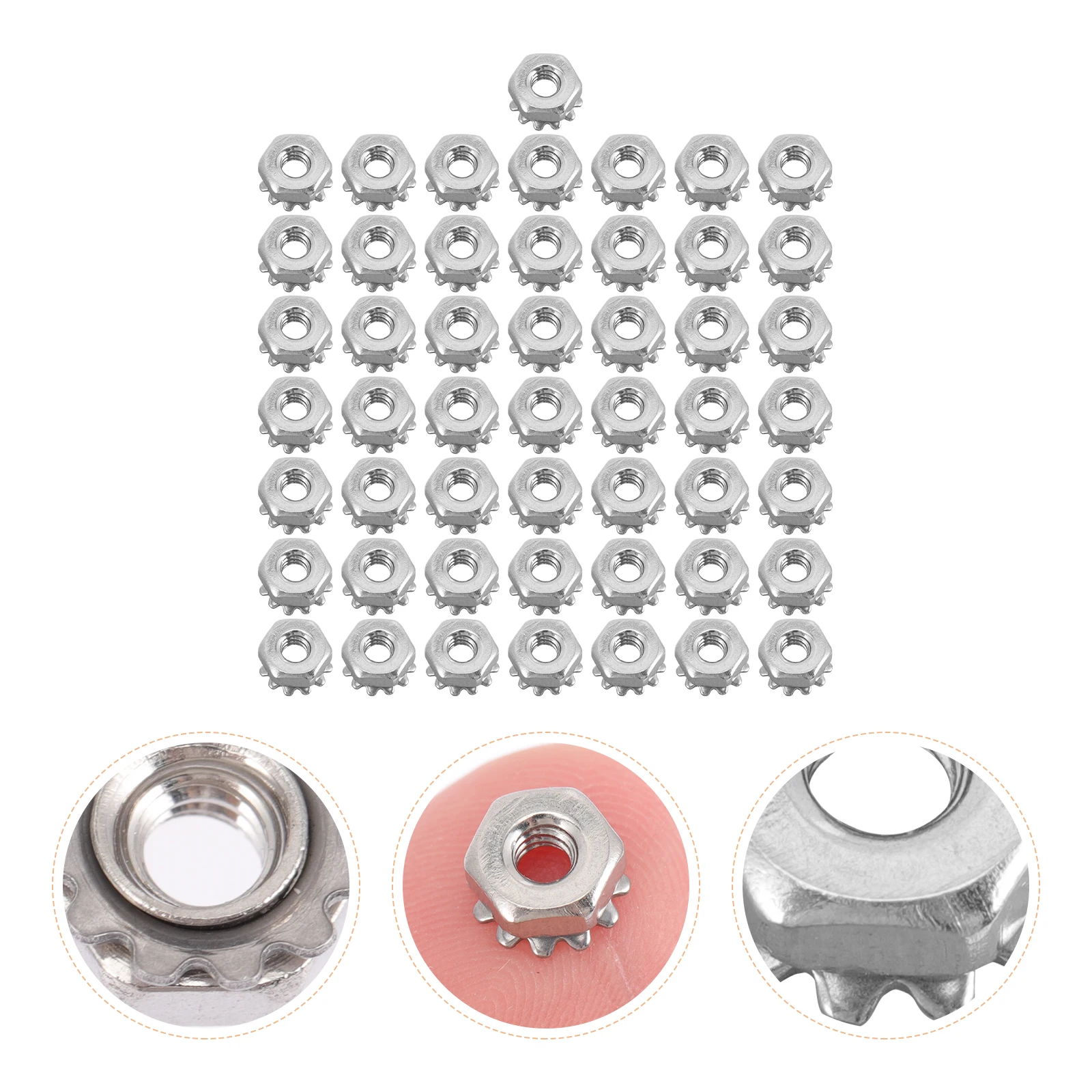 

50pcs Stainless Steel Nuts External Tooth Washer Rust Resistant Heatproof Nuts For Projects
