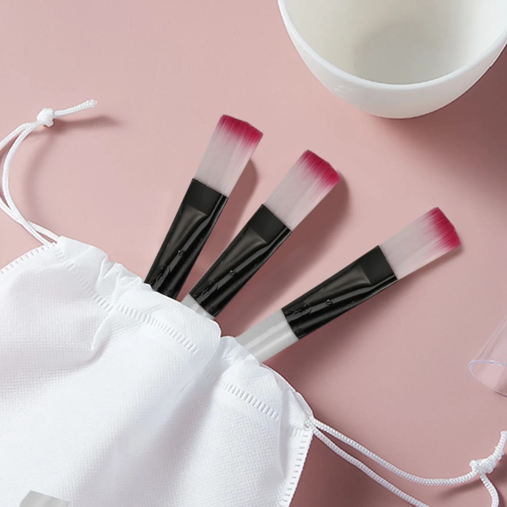 M04K 10 Pcs Pink Brush White Bar Facial Mask Brush Skin Care Makeup Tools