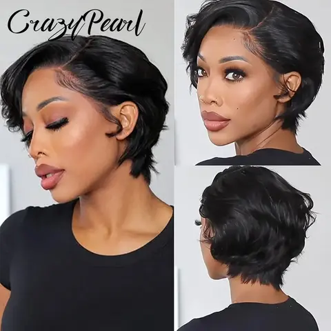 Short Lace Front Pixie Cut Wig Human Hair 13X4 Lace Frontal Wigs Natural Color Pixie Cut Wig Pre Plucked BOB Wig Human Hair