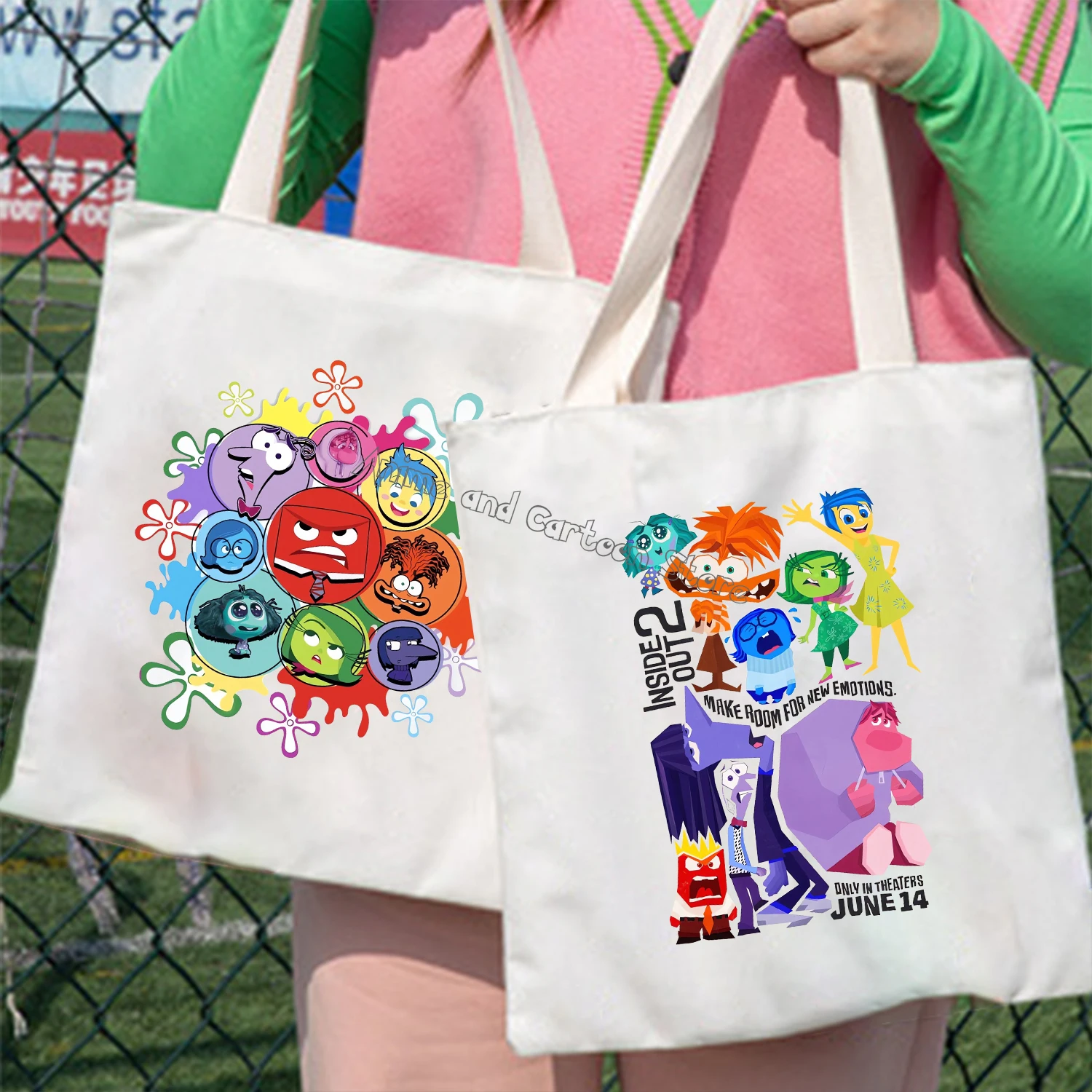 Inside Out 2 borse di tela Cute Disney Cartoon stampato borse a tracolla borse a tracolla per le donne Shopping Bag borsa da viaggio regalo