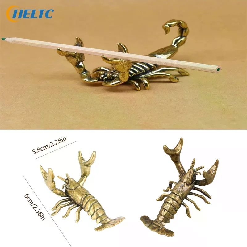 1pc Pen Holder Brass Lobster Scorpion Shaped Pen Holder Ornament Vintage Perfect For Home Office Desk Study Table Decor Display