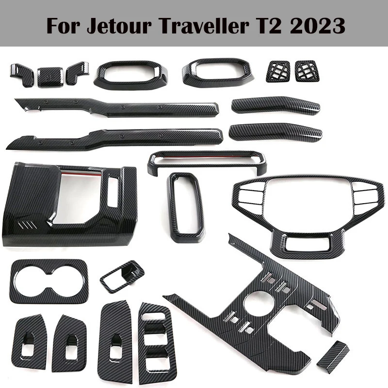 For Chery Jetour Traveller T2 ABS Carbon Fiber Patterned Interior Central control panel Accessories Interior Protection