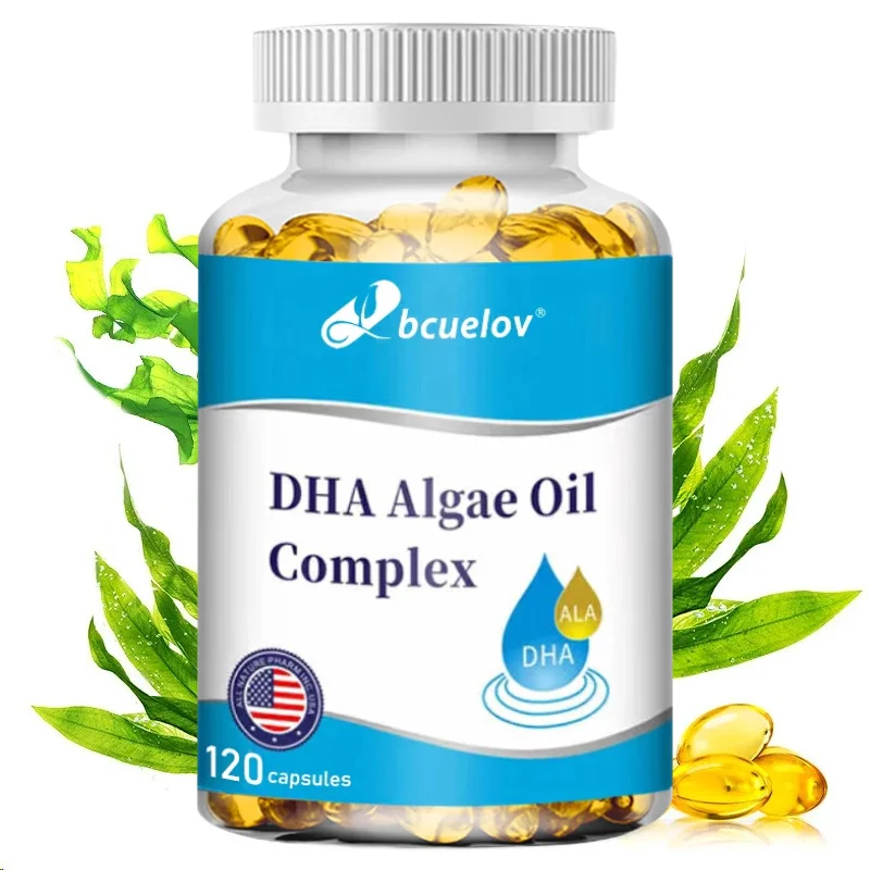 Algae Oil Omega 3 Capsules with DHA & EPA, Brain & Eye Wellness Supplement Supports Focus, Memory, Circulation & Daily Vitality