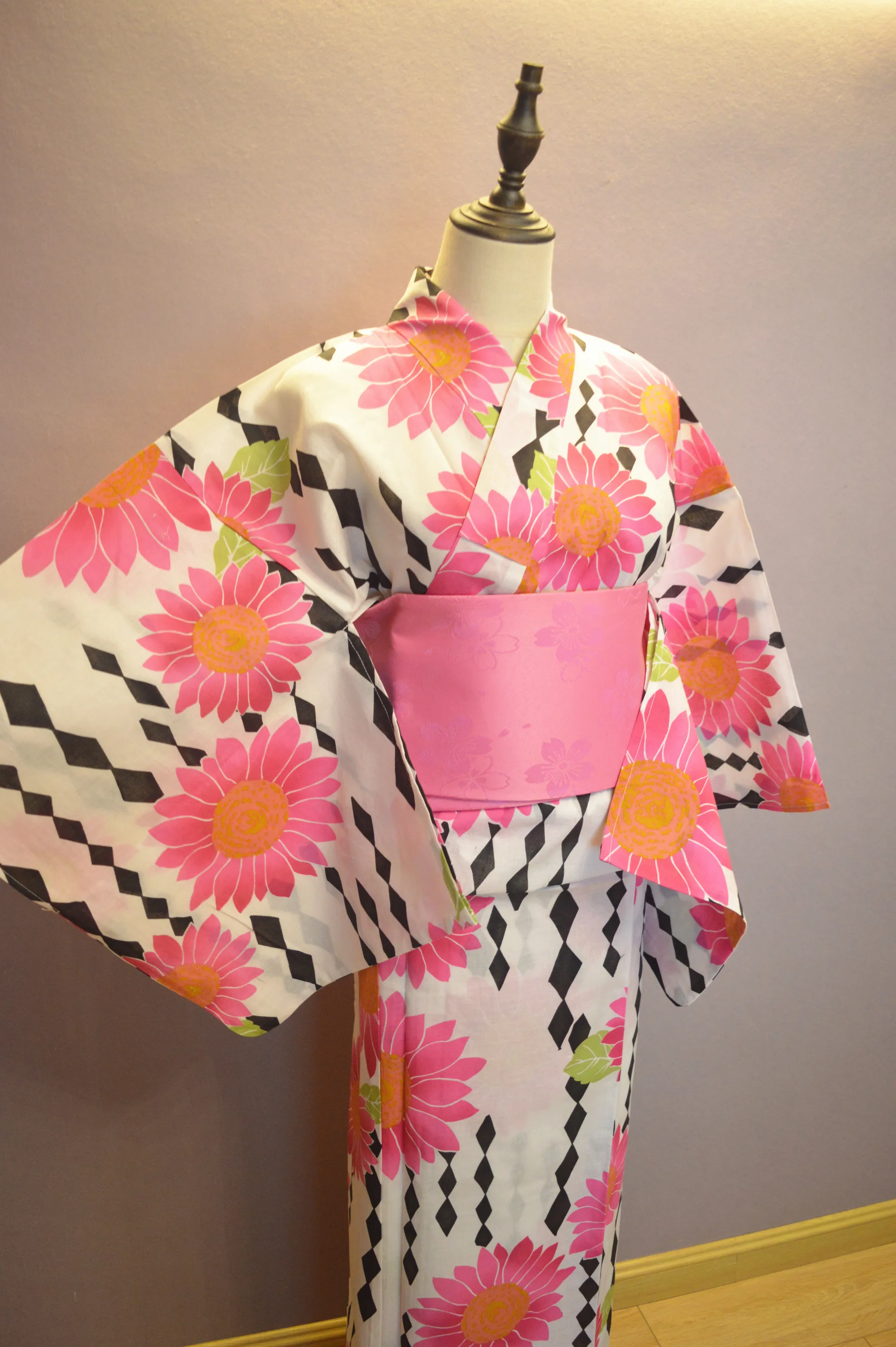 YUKATA-quimono japonês de algodão para senhoras, girassol tradicional, 160cm, meninas adolescentes, novo estilo