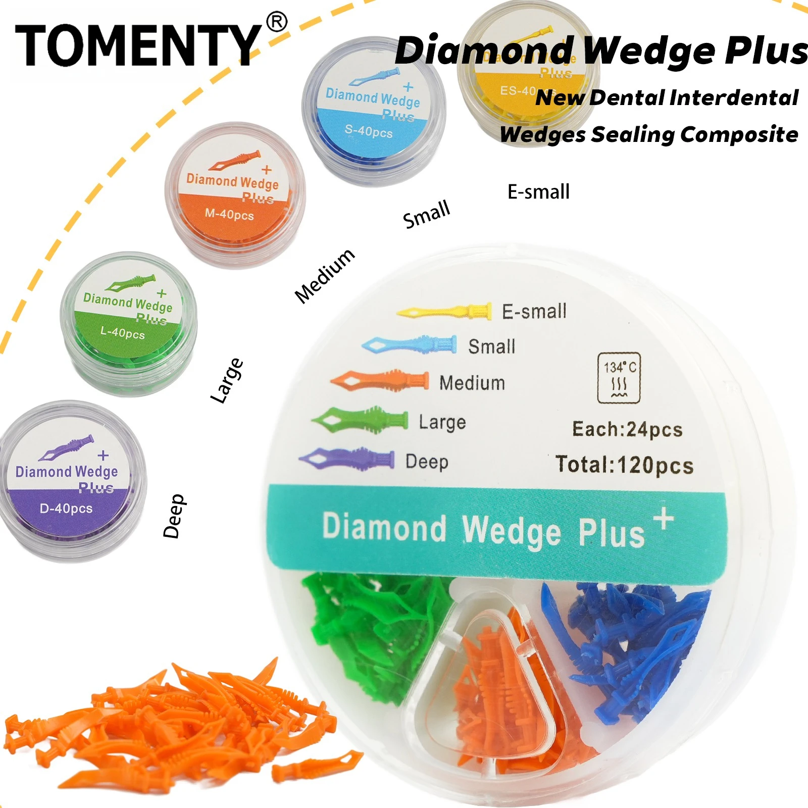 40/120Pc Dental Diamond Wedges Adaptive Interdental Wedge Autoclavable Disposable Plastic Teeth Fender Barrier Dentistry Matrice