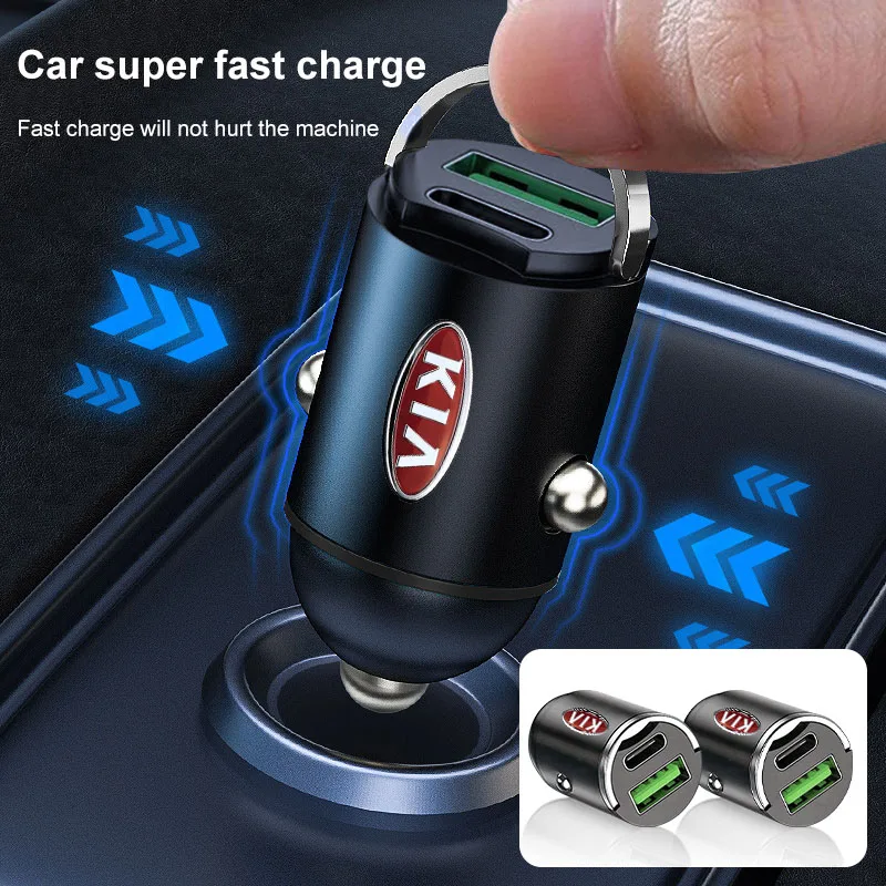 

Mini Car Charger 12-24V Lighter Fast Charging Car USB Type C Charger For KIA rio ceed sportage cerato soul sorento k2 k5 flip