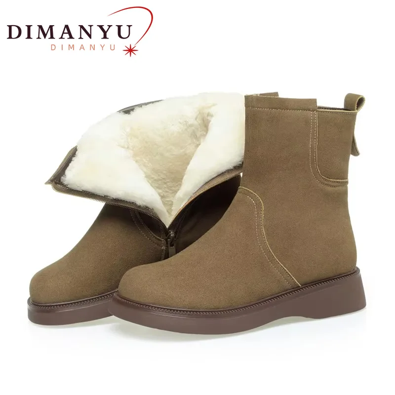 

DIMANYU Marton Boots Women's Winter 2024 New Genuine Leather Female Wool Warm Non-slip Women's Ankle Boots