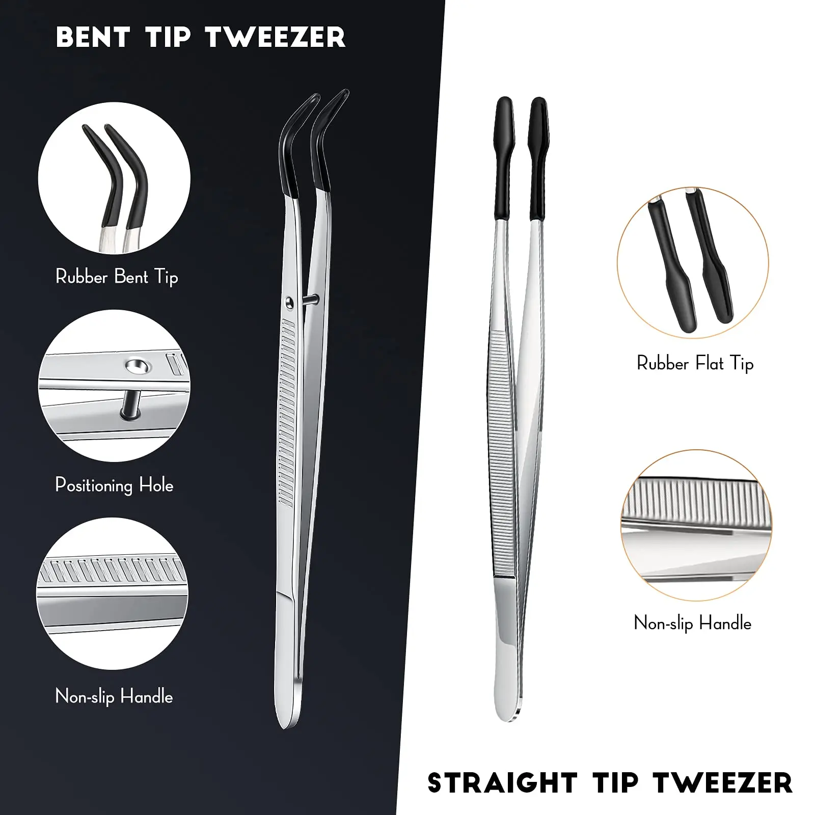 1/2/4pcs Tweezers With Rubber Tips Tweezers Rubber PVC Silicone Coated Non Marring Flat Tip Bent Tip Tweezers Tipped Tweezers