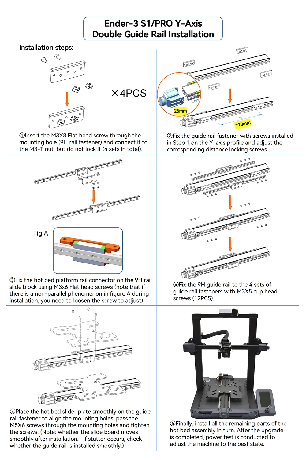 Ender-3 S1 Dual Y-axis Linear Rail Guide Kit Upgrade For Ender3S1/S1 Pro Creality 3D Printer Parts Accessories MGN9H 315MM