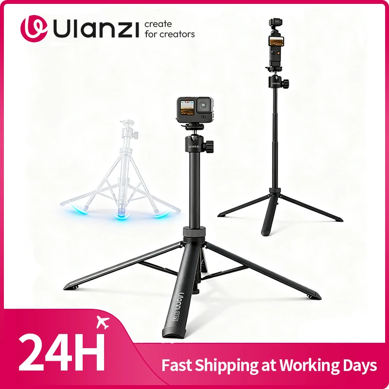 ​ Ulanzi TT24 Cka クイックリリース自撮り棒 自動ポップアップ三脚 スマートフォン/ミラーレスカメラ/アクションカメラ用 Vlog/ライブ配信用