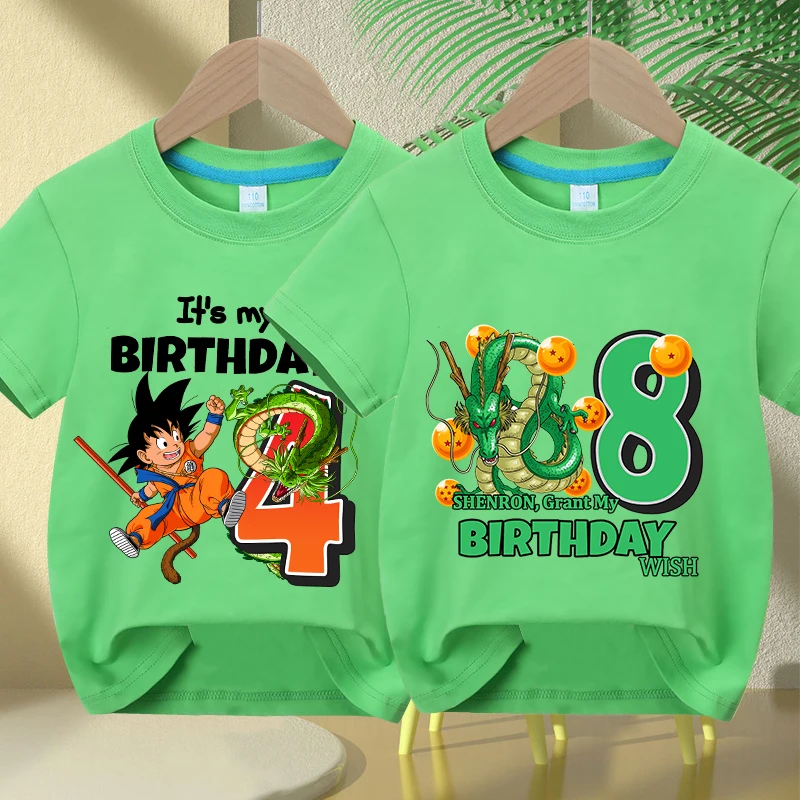 

Dragon Ball Birthday T-shirt Children Clothing Goku Cartoon Anime Short Sleeve Boy Trendy Cool Casual Tee Kid's Cute Clothes Top